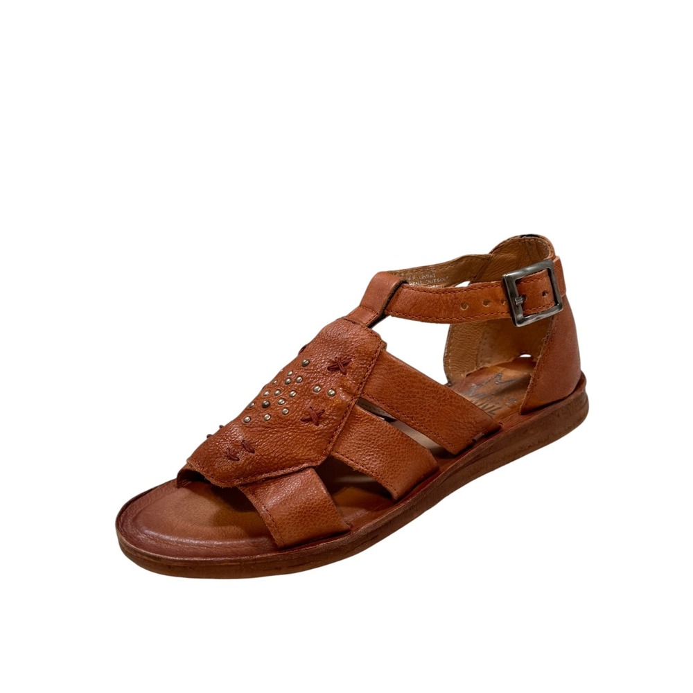 Miz Mooz Fascinate Leather Fisherman Sandals Studded Nutmeg Brown 36/6 New
